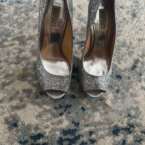 Badgley Mischka Humbie II Silver Sparkly Heels